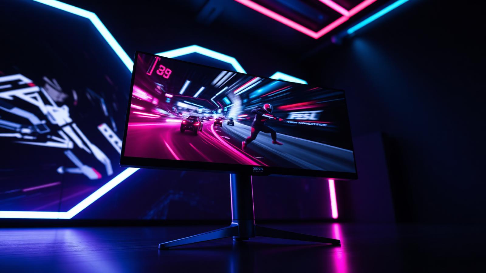 Ultra-high refresh esports monitor in a dark gaming setup